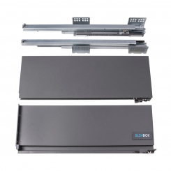 Выдвижной ящик Slimbox AKS с доводчиком, H=128, L-450, графит, средний, SOFT CLOSE, ДСП 16мм