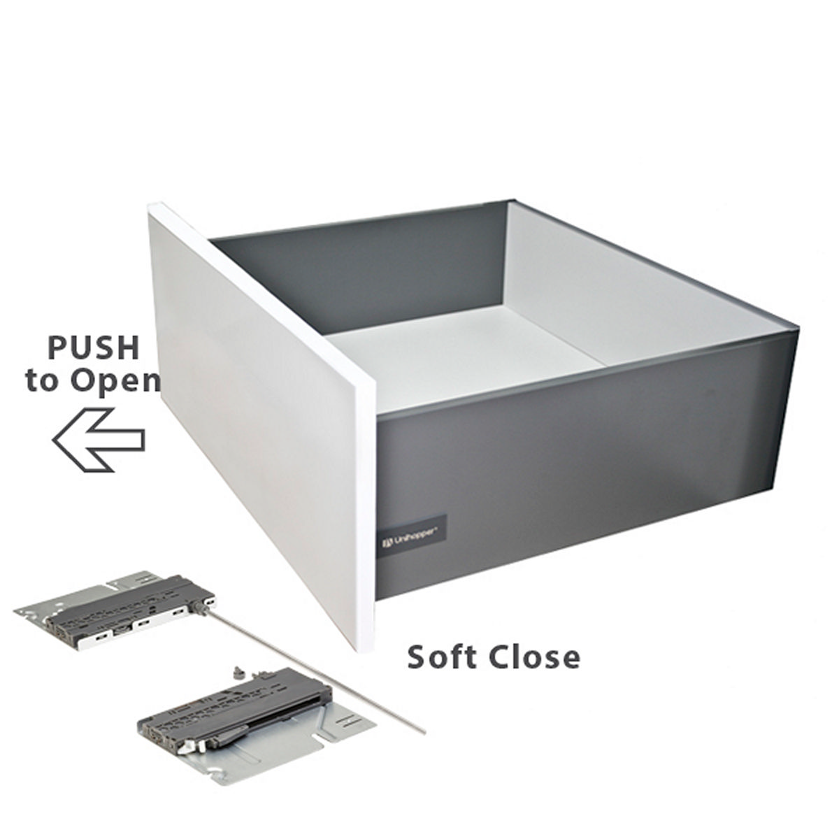 Ящик выкатной с амортизацией и системой Push-to-Open Unihopper 170*450 мм серый