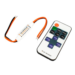 Мини-диммер LED и пульт GLS, контроллер 53х12х5мм, пульт 11 кнопок, провод L=10/10см, 12/24V 108/216W макс 3A, белый Мини-диммер LED и пульт GLS, контроллер 53х12х5мм, пульт 11 кнопок, провод L=10/10см, 12/24V 108/216W макс 3A, белый