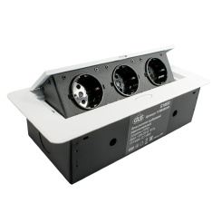 Блок розеток выдвижной горизонтальный, 3 розетки EURO, 250В, max 2700Вт, корпус белый, розетки черные, кабель 2м с вилкой, 265х118х68мм Блок розеток выдвижной горизонтальный, 3 розетки EURO, 250В, max 2700Вт, корпус белый, розетки черные, кабель 2м с вилкой, 265х118х68мм