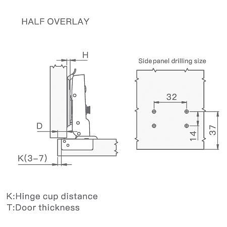 Петля полунакладная PREMIAL Presto с доводчиком Н=0 / Clip-on Петля полунакладная PREMIAL Presto с доводчиком Н=0 / Clip-on