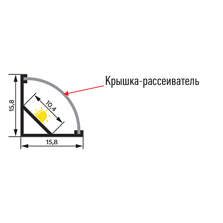 Профиль алюминиевый AKS ORION-1616C угловой с экраном, круглый экран, цвет алюминий, 2м Профиль алюминиевый AKS ORION-1616C угловой с экраном, круглый экран, цвет алюминий, 2м