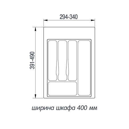Лоток для столовых приборов 400 ЕСО серый Vоlpato Лоток для столовых приборов 400 ЕСО серый Vоlpato