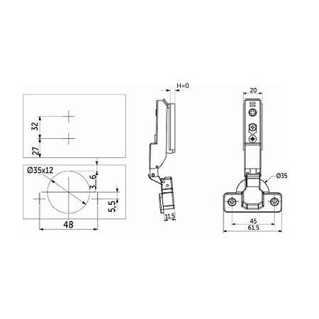 Петля с доводчиком 3D BLACK полунакладная 08, 48мм узкая планка, clip-on,  AKS PLUS Петля с доводчиком 3D BLACK полунакладная 08, 48мм узкая планка, clip-on,  AKS PLUS