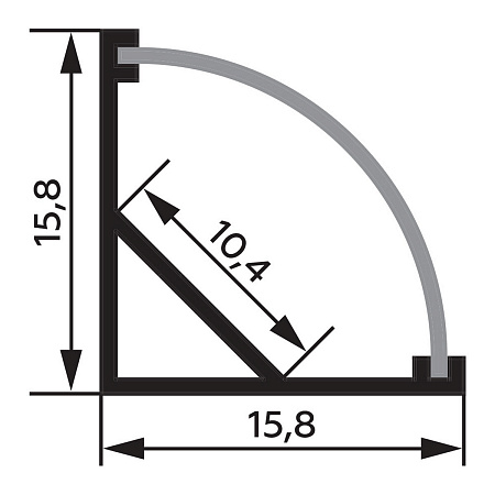 Профиль алюминиевый AKS ORION-1616C угловой с экраном, круглый экран, цвет чёрный, 2м Профиль алюминиевый AKS ORION-1616C угловой с экраном, круглый экран, цвет чёрный, 2м