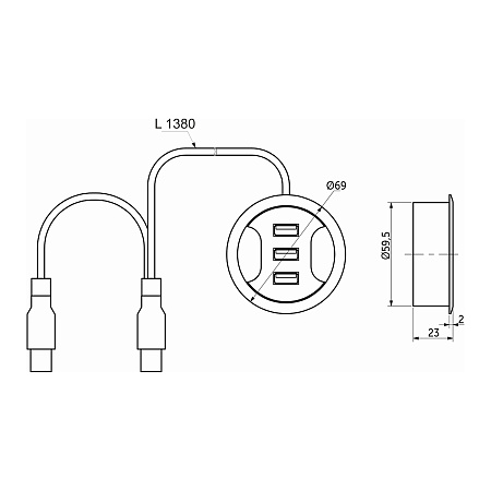 Разветвитель USB, 3 выхода, черный, AKS	 Разветвитель USB, 3 выхода, черный, AKS
