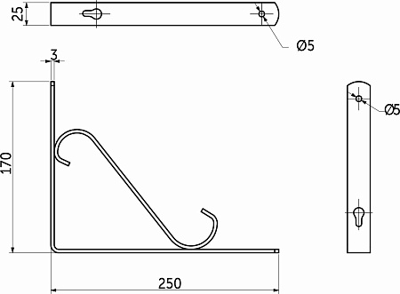 Полкодержатель SONATA  250*170*25*3, черный, AKS Полкодержатель SONATA  250*170*25*3, черный, AKS