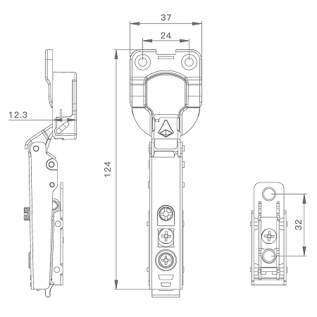 3D Петля накладная PREMIAL Presto с доводчиком H=0 / пластиковая накладка 3D Петля накладная PREMIAL Presto с доводчиком H=0 / пластиковая накладка