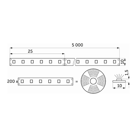 Лента светодиодная - 19,2W/m, 24V, 10мм, 2835, 240 д/м, IP20, нейтральный белый (4000K) - 5м, AKS Лента светодиодная - 19,2W/m, 24V, 10мм, 2835, 240 д/м, IP20, нейтральный белый (4000K) - 5м, AKS
