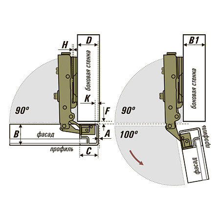 Петля Premial CON BRIO накладная для алюминиевого профиля с доводчиком Н=0 Black/Basic Петля Premial CON BRIO накладная для алюминиевого профиля с доводчиком Н=0 Black/Basic